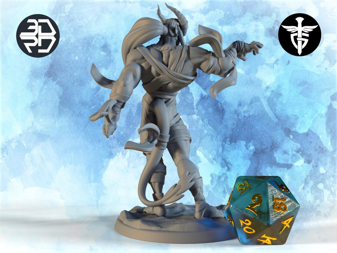 Tiefling Mummy Miniature, Styx | Twin Goddess Miniatures | Tabletop RPG Miniature | Roleplaying 3D Printed Fantasy Mini - 3DPrintDen
