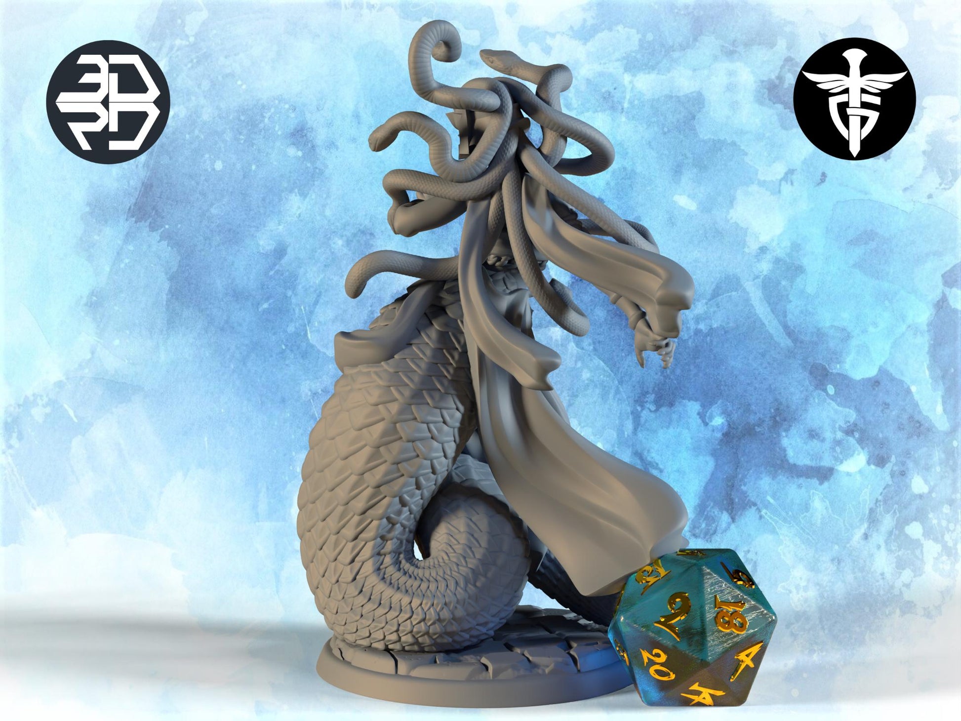 Medusa Miniature | Twin Goddess Miniatures | Tabletop RPG Miniature | Roleplaying 3D Printed Fantasy Mini - 3DPrintDen