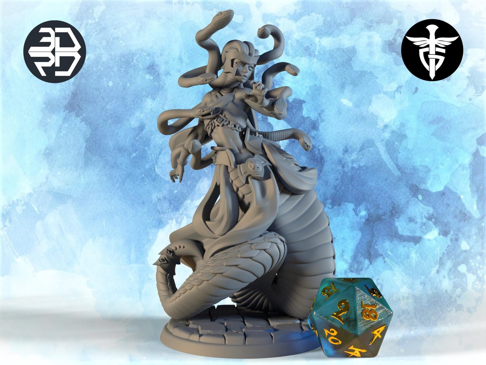 Medusa Miniature | Twin Goddess Miniatures | Tabletop RPG Miniature | Roleplaying 3D Printed Fantasy Mini - 3DPrintDen