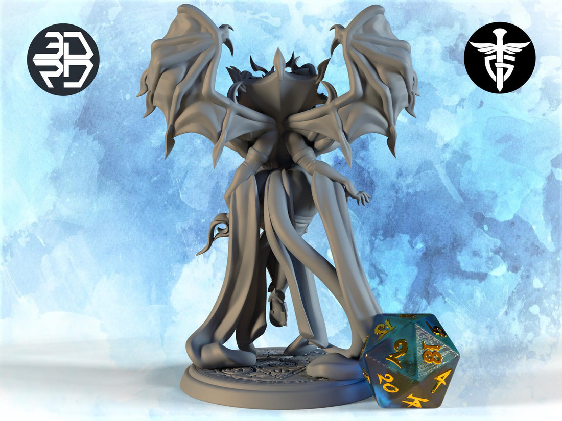 Succubus Miniature | Twin Goddess Miniatures | Tabletop RPG Miniature | Roleplaying 3D Printed Fantasy Mini - 3DPrintDen