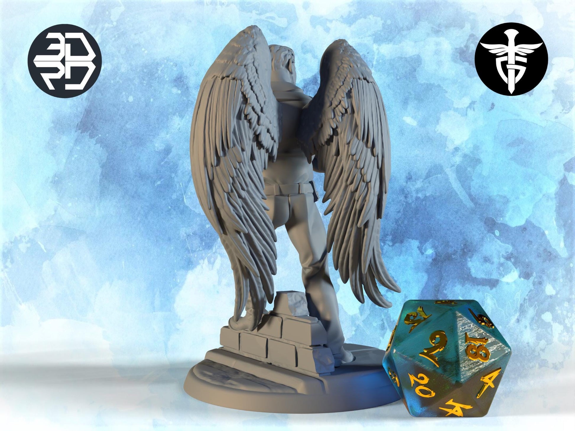 Aasimar Detective Miniature | Twin Goddess Miniatures | Tabletop RPG Miniature | Roleplaying 3D Printed Fantasy Mini - 3DPrintDen