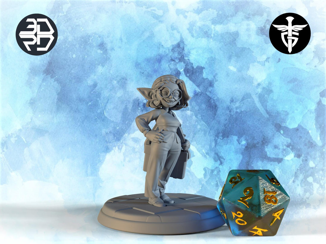Female Goblin Hacker Miniature | Twin Goddess Miniatures | Tabletop RPG Miniature | Roleplaying 3D Printed Fantasy Mini - 3DPrintDen
