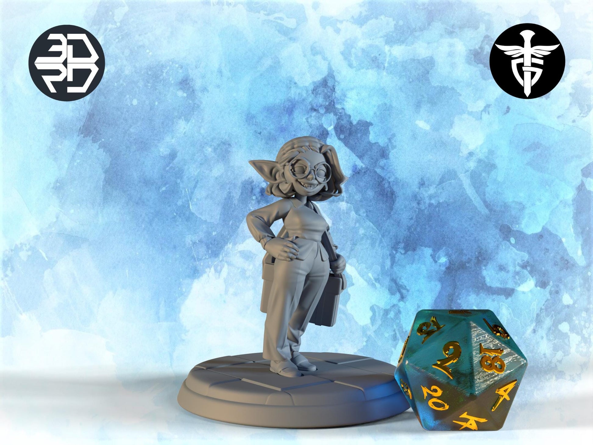 Female Goblin Hacker Miniature | Twin Goddess Miniatures | Tabletop RPG Miniature | Roleplaying 3D Printed Fantasy Mini - 3DPrintDen