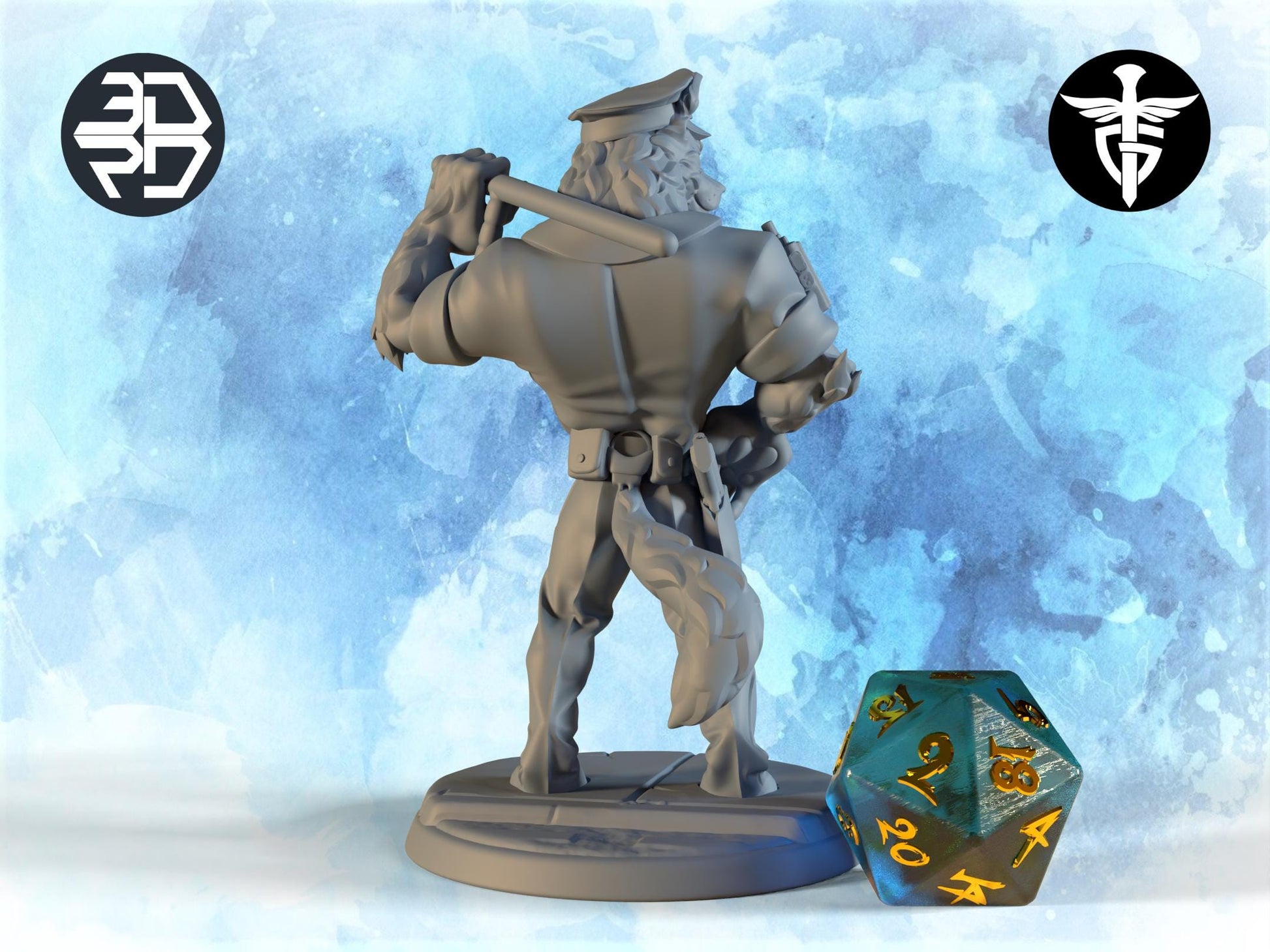 K9 Officer Miniature | Twin Goddess Miniatures | Tabletop RPG Miniature | Roleplaying 3D Printed Fantasy Mini - 3DPrintDen