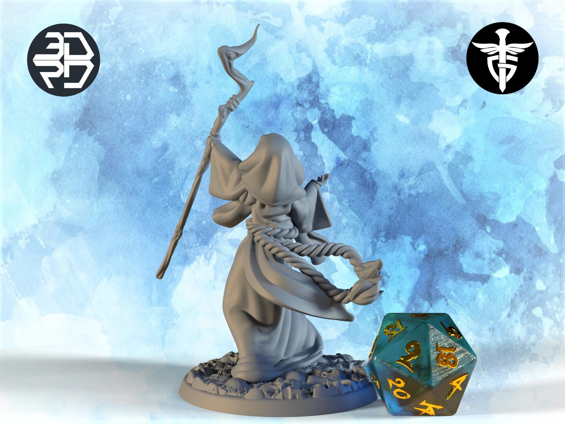 Female Necromancer Miniature | Twin Goddess Miniatures | Tabletop RPG Miniature | Roleplaying 3D Printed Fantasy Mini - 3DPrintDen