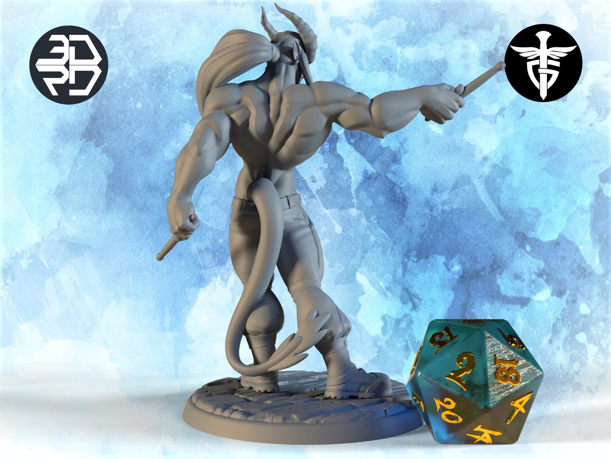Tiefling Mummy Miniature, Styx | Twin Goddess Miniatures | Tabletop RPG Miniature | Roleplaying 3D Printed Fantasy Mini - 3DPrintDen