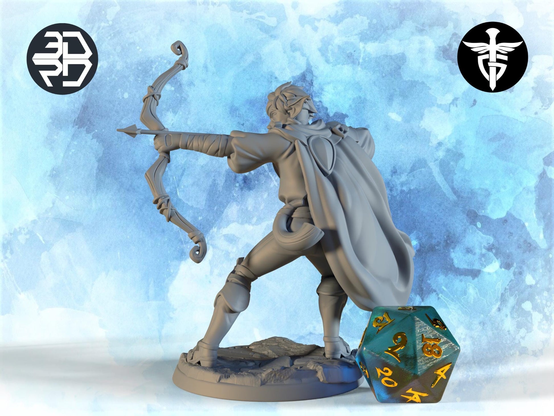 Elf Ranger Miniature, Velwyn | Twin Goddess Miniatures | Tabletop RPG Miniature | Roleplaying 3D Printed Fantasy Mini - 3DPrintDen