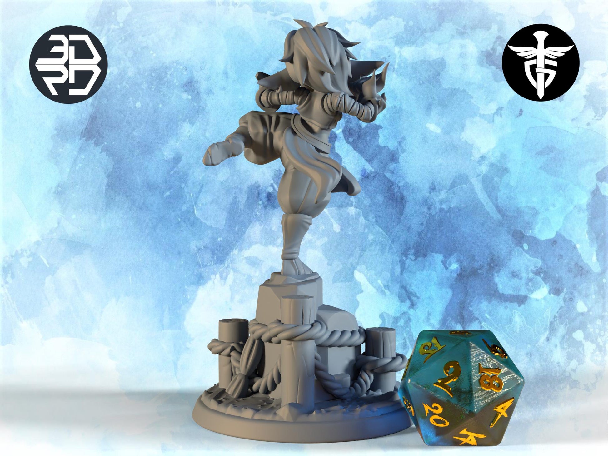 Female Goblin Monk Miniature, Mogu | Twin Goddess Miniatures | Tabletop RPG Miniature | Roleplaying 3D Printed Fantasy Mini - 3DPrintDen