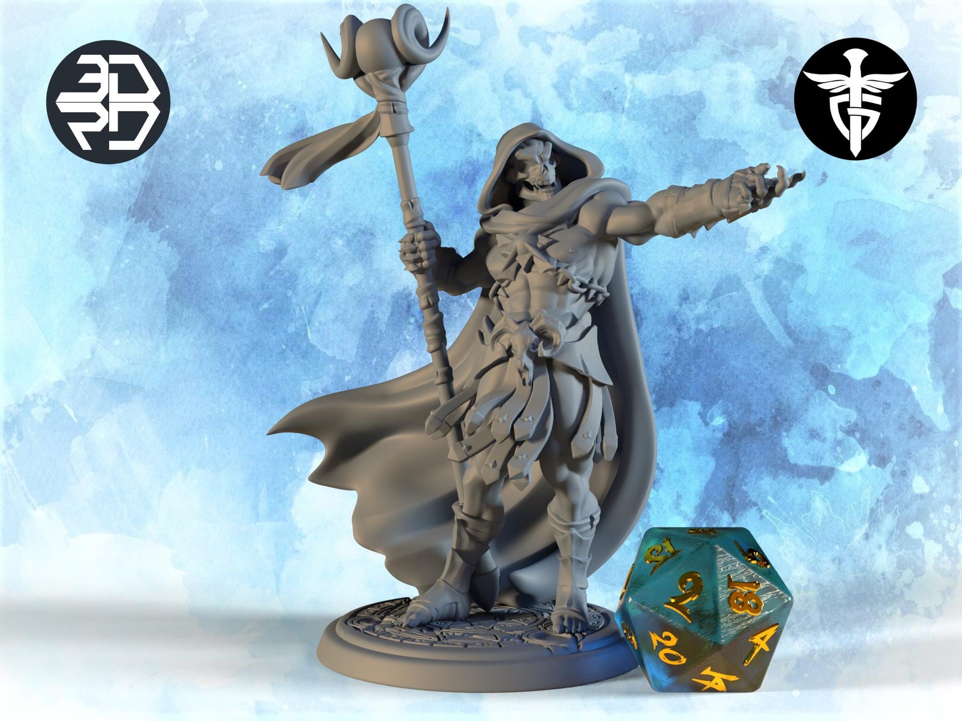 Lich Pinup Miniature | Twin Goddess Miniatures | Tabletop RPG Miniature | Roleplaying 3D Printed Fantasy Mini - 3DPrintDen