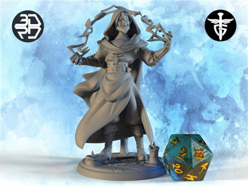 Sorcerer Miniature, Voltaire | Twin Goddess Miniatures | Tabletop RPG Miniature | Roleplaying 3D Printed Fantasy Mini - 3DPrintDen
