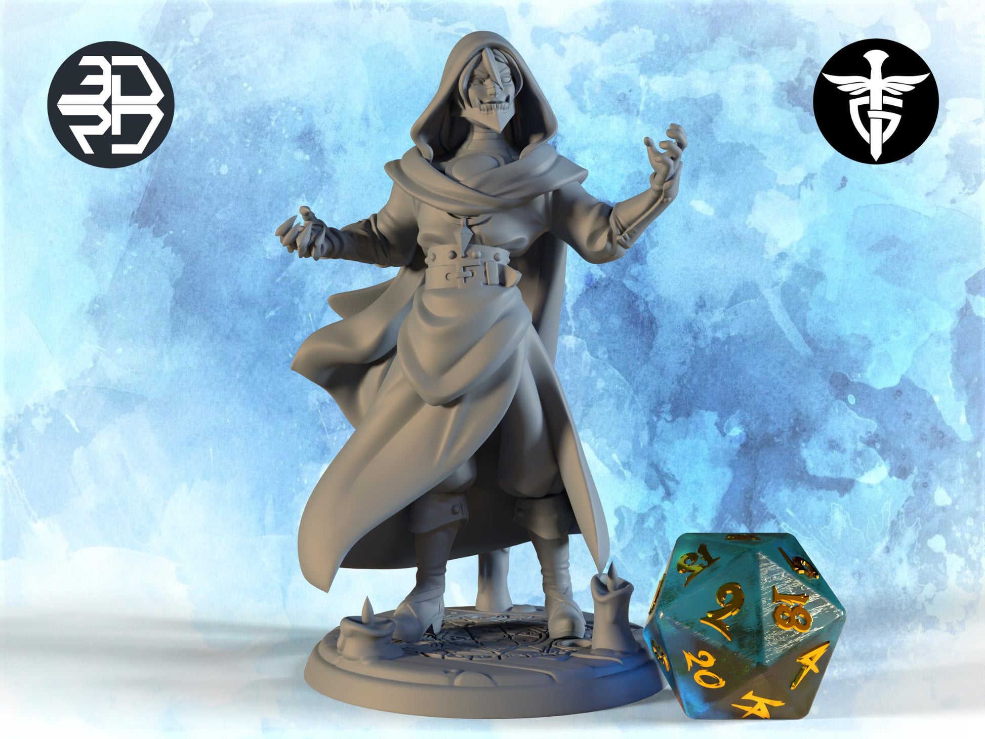 Sorcerer Miniature, Voltaire | Twin Goddess Miniatures | Tabletop RPG Miniature | Roleplaying 3D Printed Fantasy Mini - 3DPrintDen
