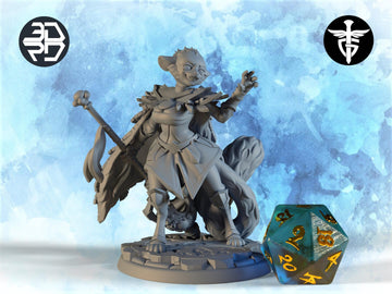 Female Tabaxi Cleric Miniature, Kizi | Twin Goddess Miniatures | Tabletop RPG Miniature | Roleplaying 3D Printed Fantasy Mini - 3DPrintDen