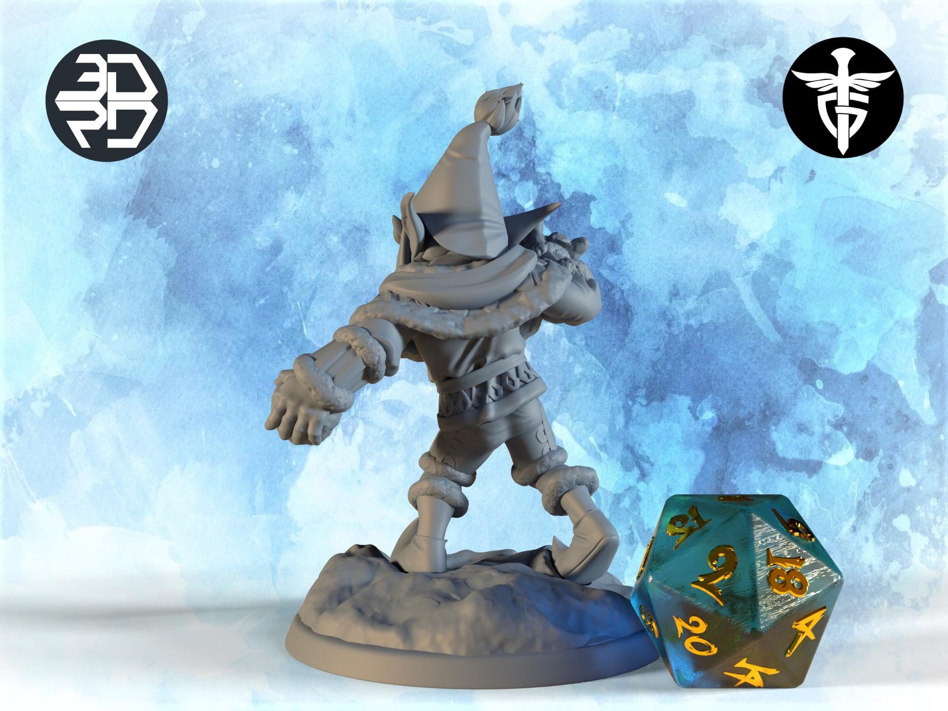 Christmas Elf Miniature, Alk | Twin Goddess Miniatures | Tabletop RPG Miniature | Roleplaying 3D Printed Fantasy Mini - 3DPrintDen