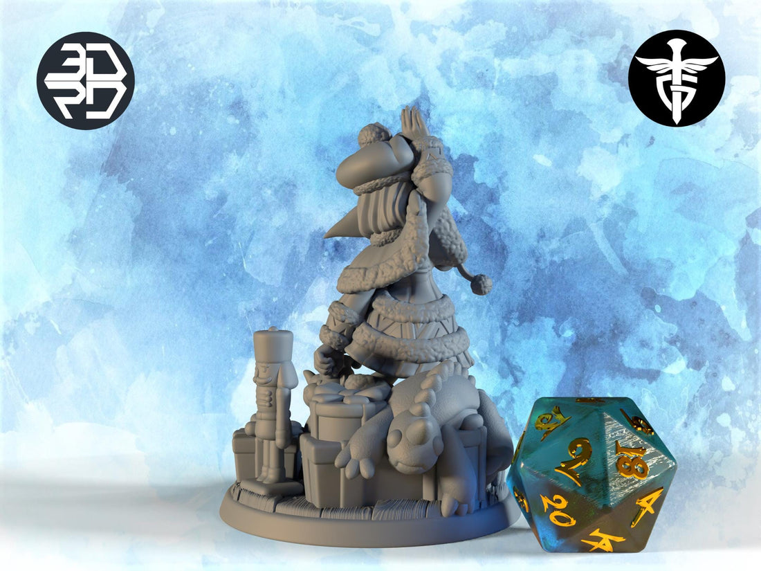 Female Christmas Elf Miniature, Jelica | Twin Goddess Miniatures | Tabletop RPG Miniature | Roleplaying 3D Printed Fantasy Mini - 3DPrintDen