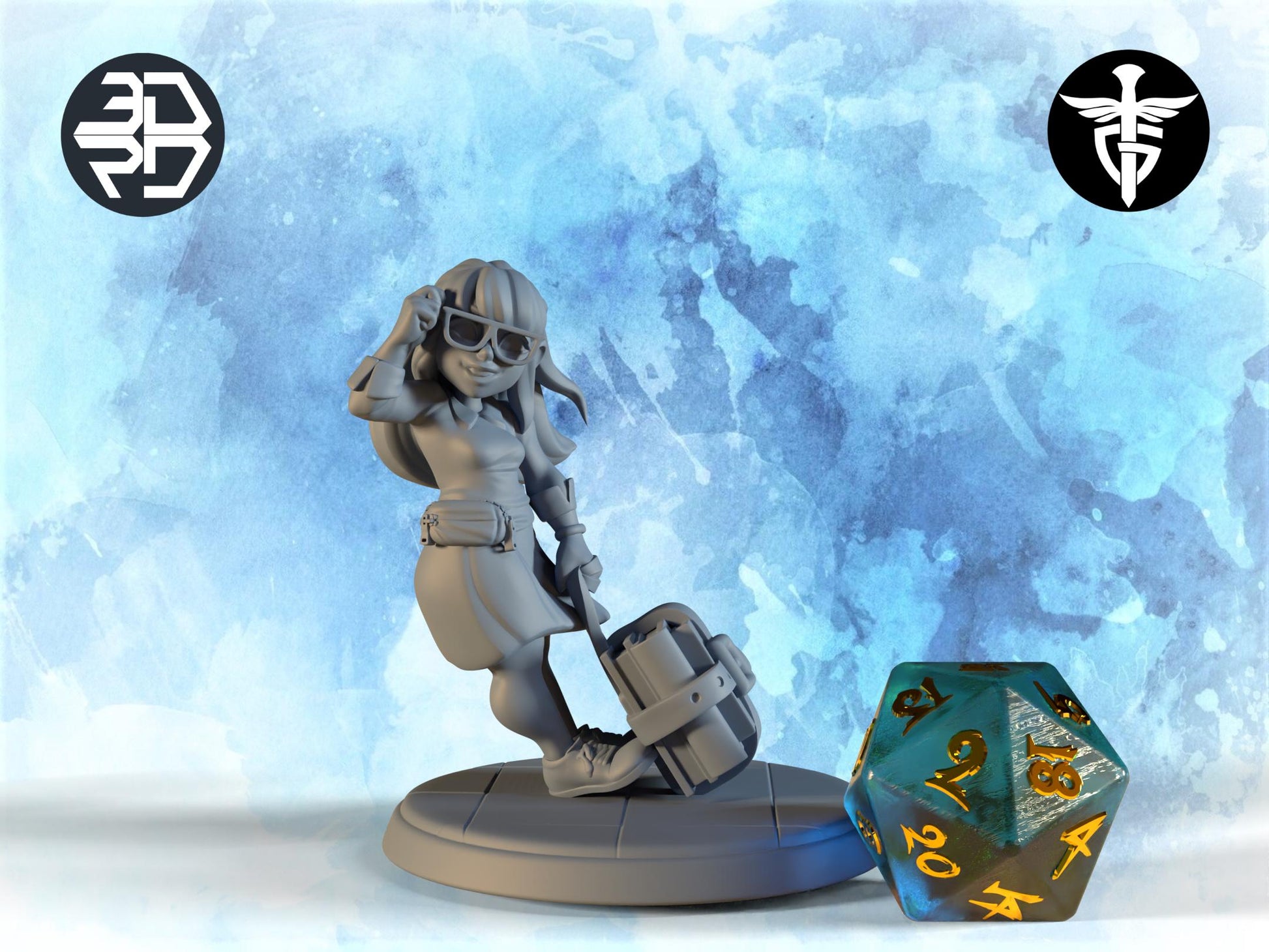 Female Gnome College Student Miniature | Twin Goddess Miniatures | Tabletop RPG Miniature | Roleplaying 3D Printed Fantasy Mini - 3DPrintDen