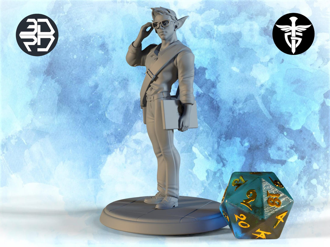 Elf Programmer Student Miniature | Twin Goddess Miniatures | Tabletop RPG Miniature | Roleplaying 3D Printed Fantasy Mini - 3DPrintDen