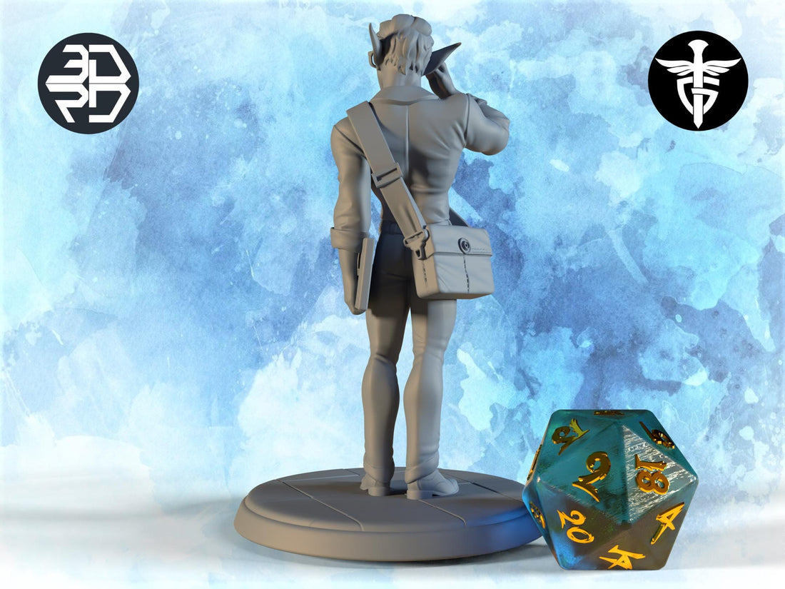 Elf Programmer Student Miniature | Twin Goddess Miniatures | Tabletop RPG Miniature | Roleplaying 3D Printed Fantasy Mini - 3DPrintDen