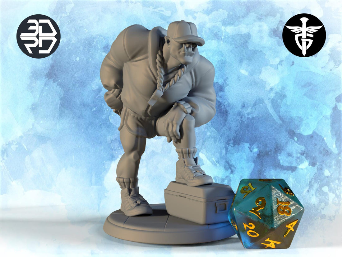 Orc Gym Coach Miniature | Twin Goddess Miniatures | Tabletop RPG Miniature | Roleplaying 3D Printed Fantasy Mini - 3DPrintDen