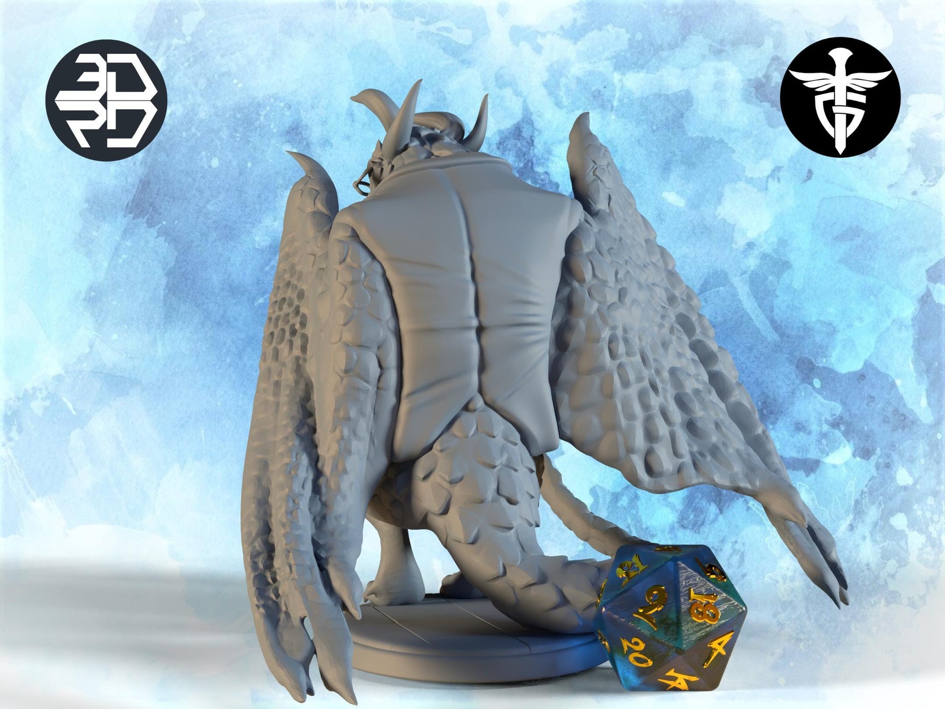 Dragon Professor Miniature | Twin Goddess Miniatures | Tabletop RPG Miniature | Roleplaying 3D Printed Fantasy Mini - 3DPrintDen