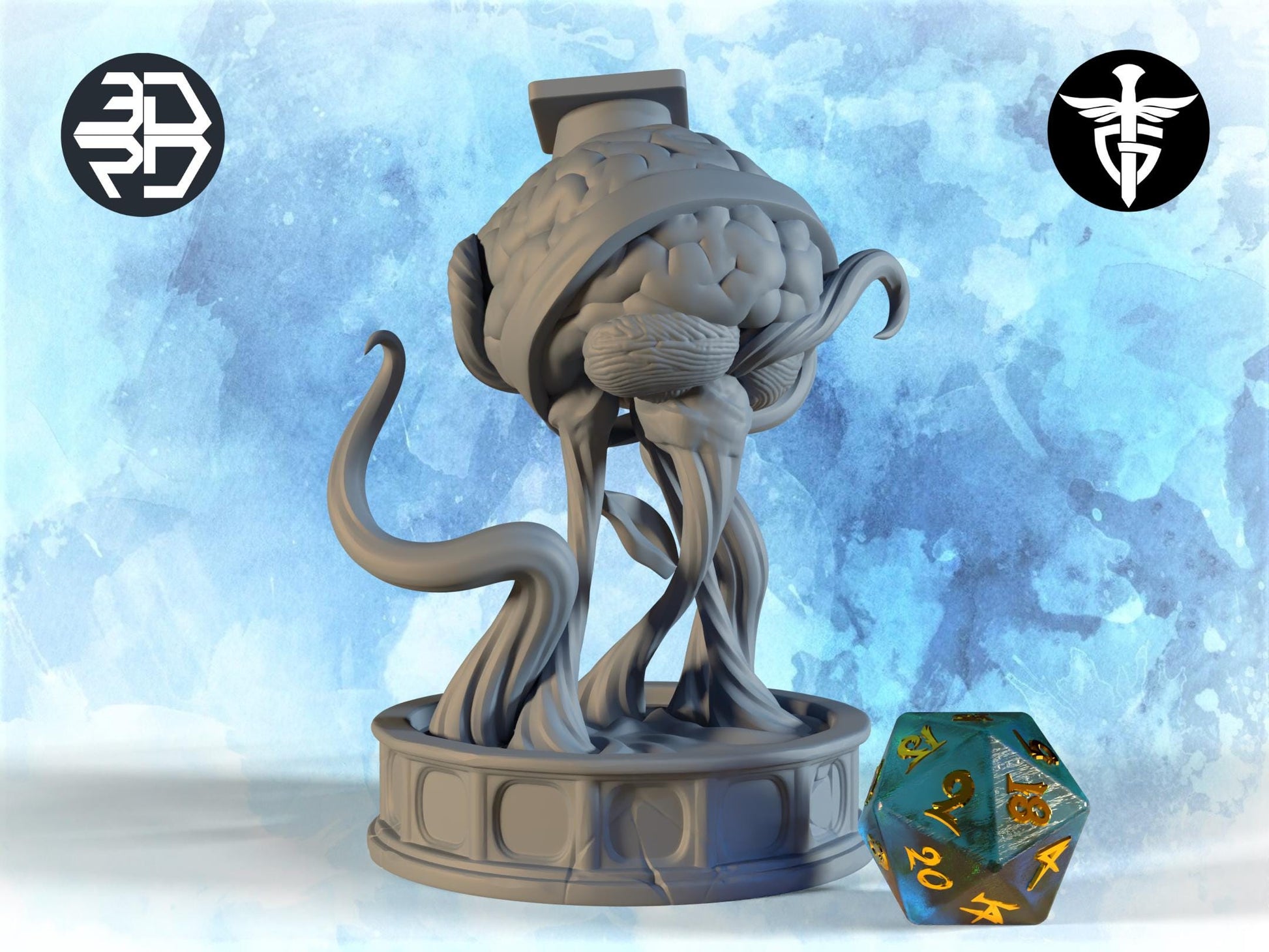 Brain Professor Miniature | Twin Goddess Miniatures | Tabletop RPG Miniature | Roleplaying 3D Printed Fantasy Mini - 3DPrintDen