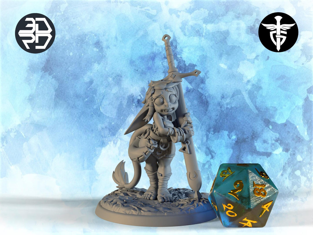 Female Goblin Squire Miniature | Twin Goddess Miniatures | Tabletop RPG Miniature | Roleplaying 3D Printed Fantasy Mini - 3DPrintDen