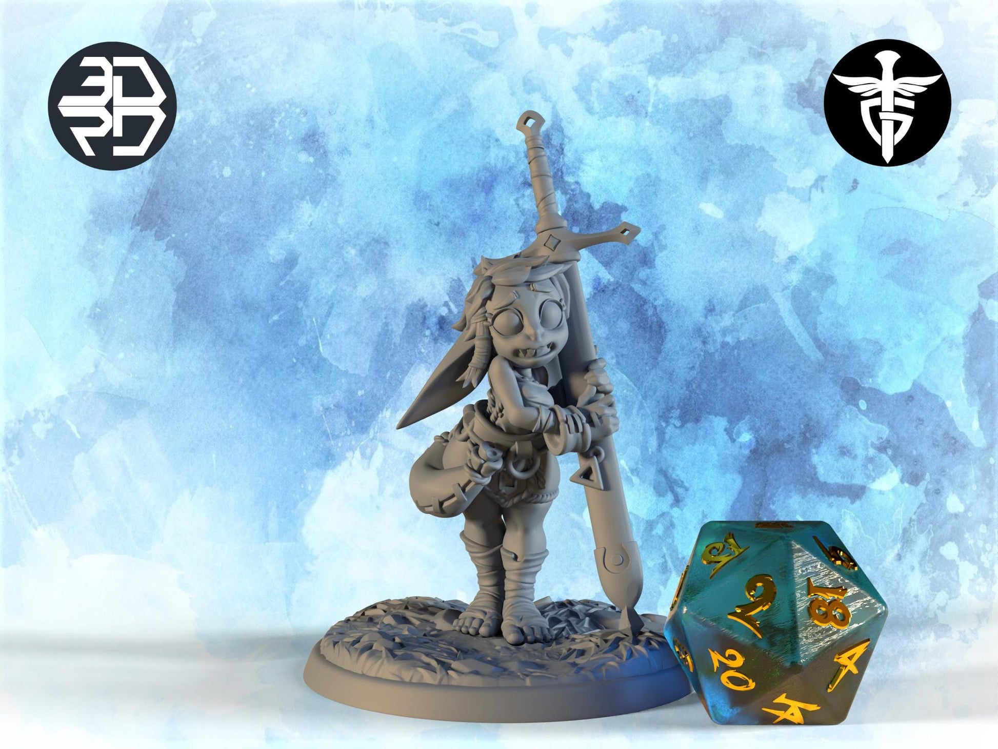 Female Goblin Squire Miniature | Twin Goddess Miniatures | Tabletop RPG Miniature | Roleplaying 3D Printed Fantasy Mini - 3DPrintDen