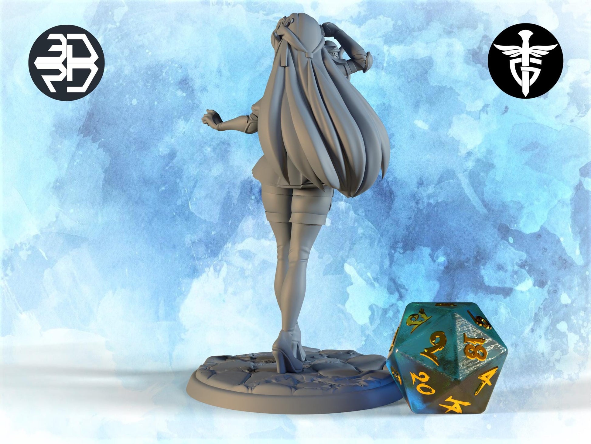 Female Elf Miniature, Ivy | Twin Goddess Miniatures | Tabletop RPG Miniature | Roleplaying 3D Printed Fantasy Mini - 3DPrintDen