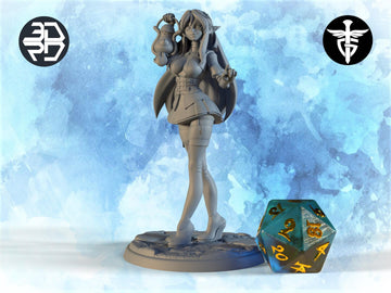 Female Elf Miniature, Ivy | Twin Goddess Miniatures | Tabletop RPG Miniature | Roleplaying 3D Printed Fantasy Mini - 3DPrintDen