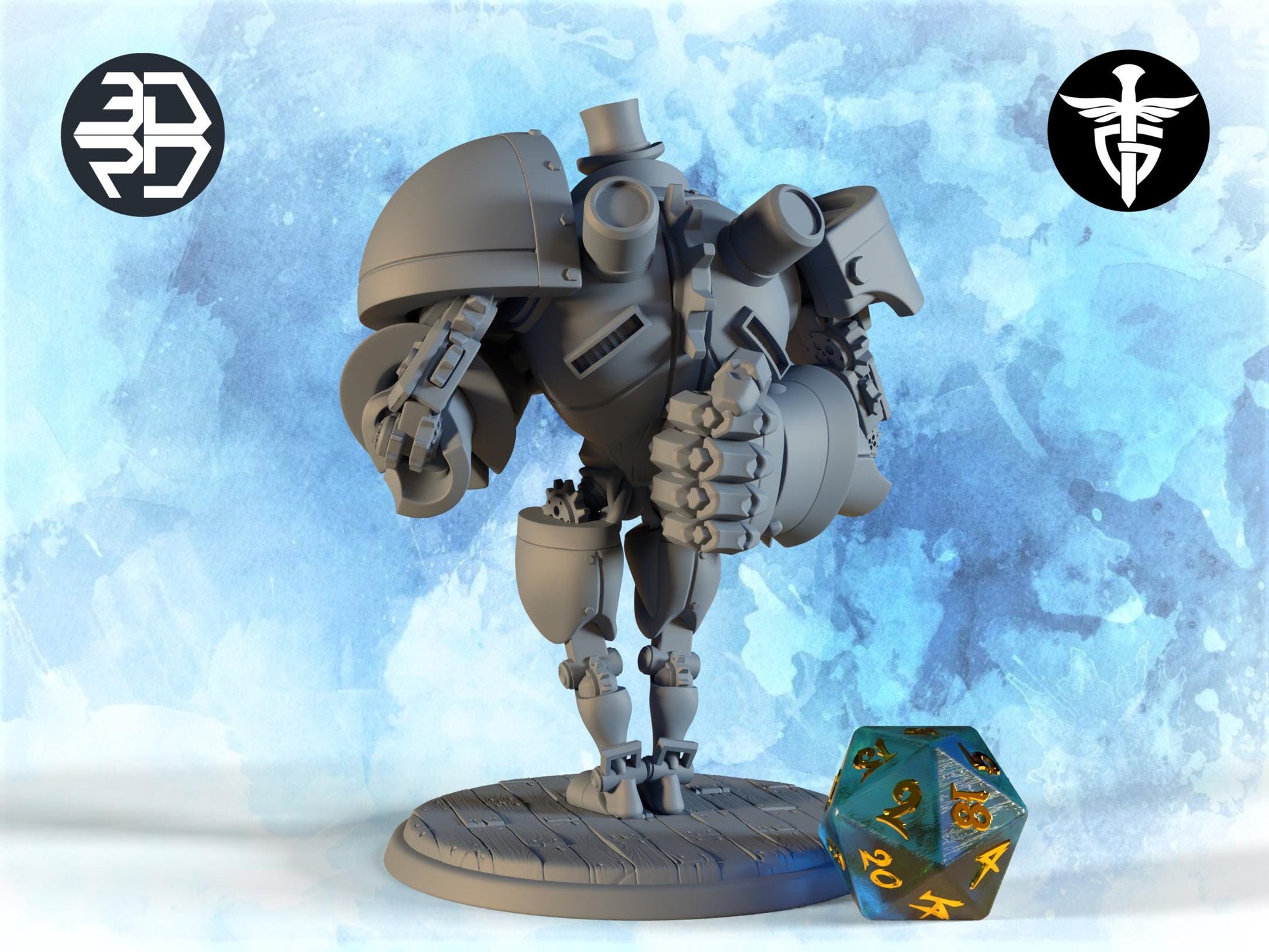 Robo Golem Miniature | Twin Goddess Miniatures | Tabletop RPG Miniature | Roleplaying 3D Printed Fantasy Mini - 3DPrintDen