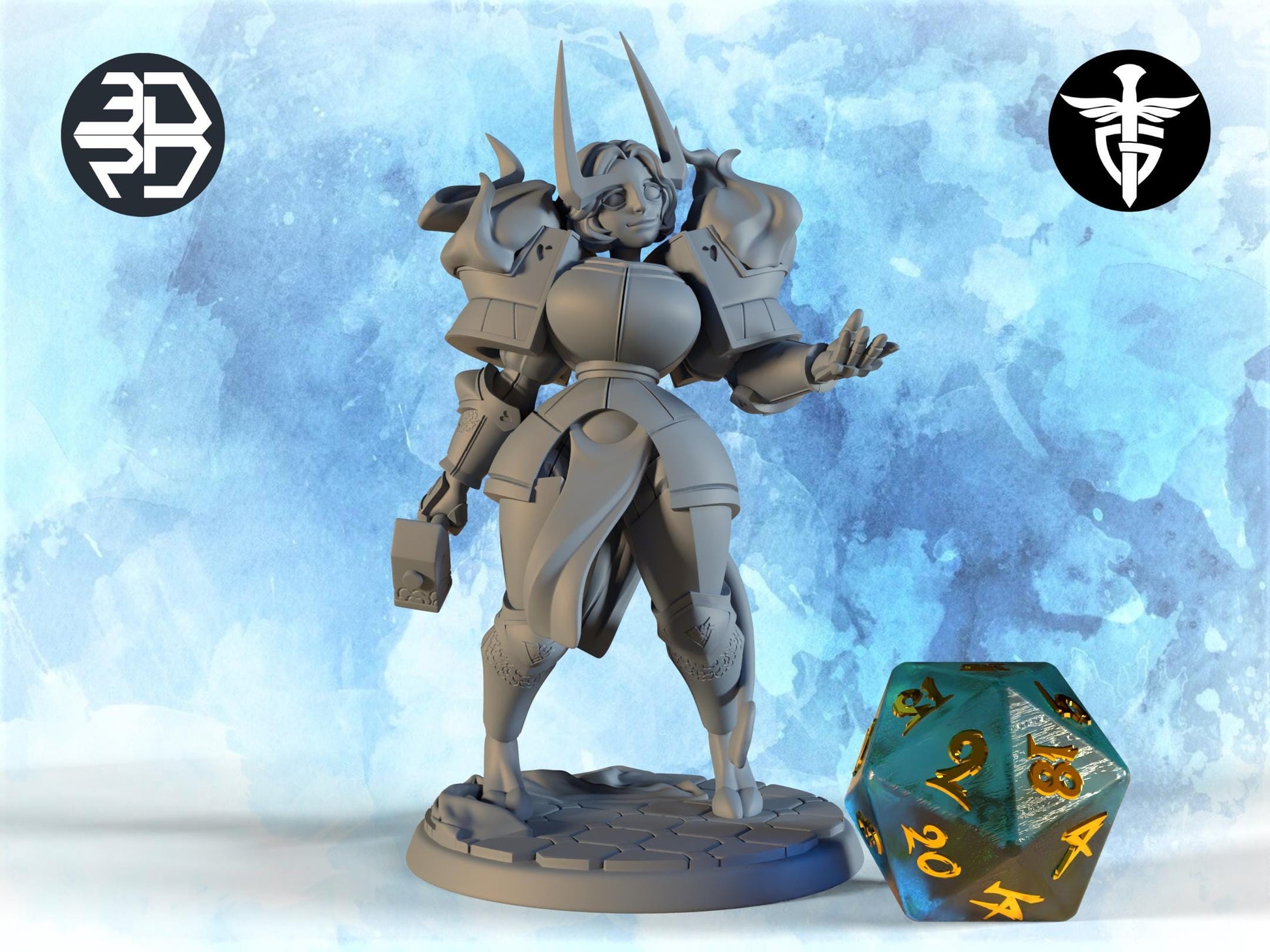 Female Cleric Reforged Miniature, Dahlia | Twin Goddess Miniatures | Tabletop RPG Miniature | Roleplaying 3D Printed Fantasy Mini - 3DPrintDen