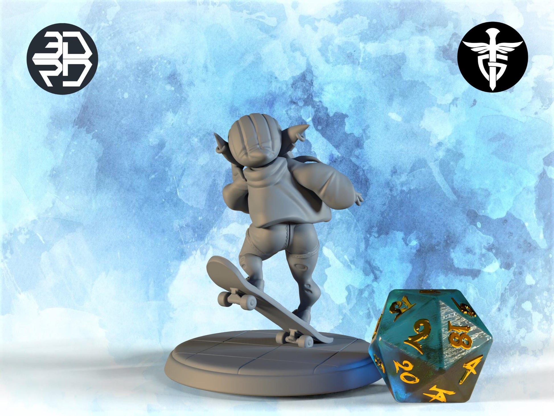 Female Goblin Skater Miniature | Twin Goddess Miniatures | Tabletop RPG Miniature | Roleplaying 3D Printed Fantasy Mini - 3DPrintDen