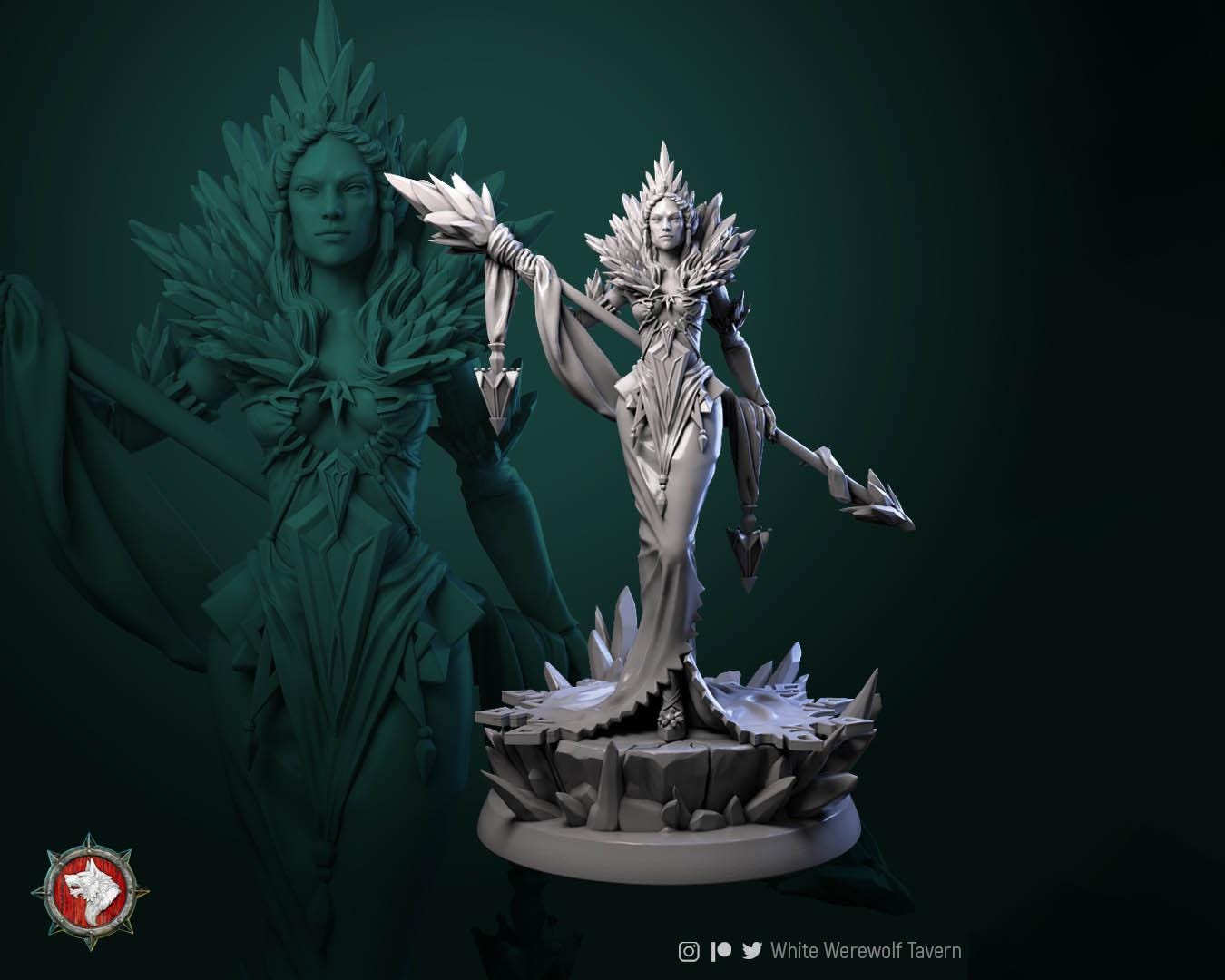 Frost Witch Miniature, Helga | Tabletop RPG Miniature | White Werewolf Tavern | Roleplaying 3D Printed Fantasy Mini - 3DPrintDen