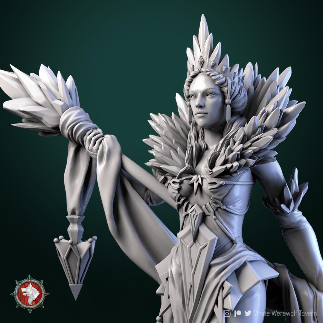 Frost Witch Miniature, Helga | Tabletop RPG Miniature | White Werewolf Tavern | Roleplaying 3D Printed Fantasy Mini - 3DPrintDen