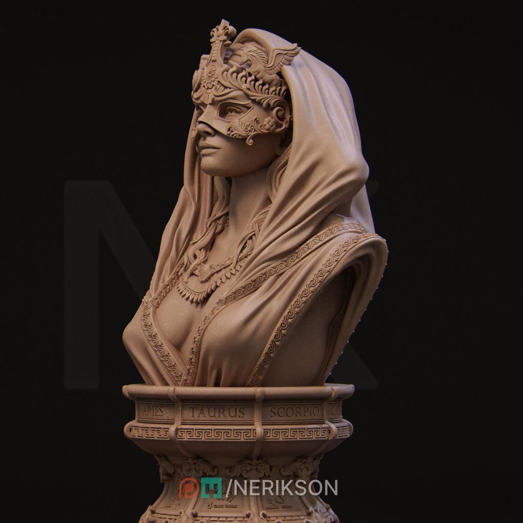 Three Fates Bust, Lachesis | Tabletop RPG Miniature | Nerikson | Roleplaying 3D Printed Fantasy Mini - 3DPrintDen