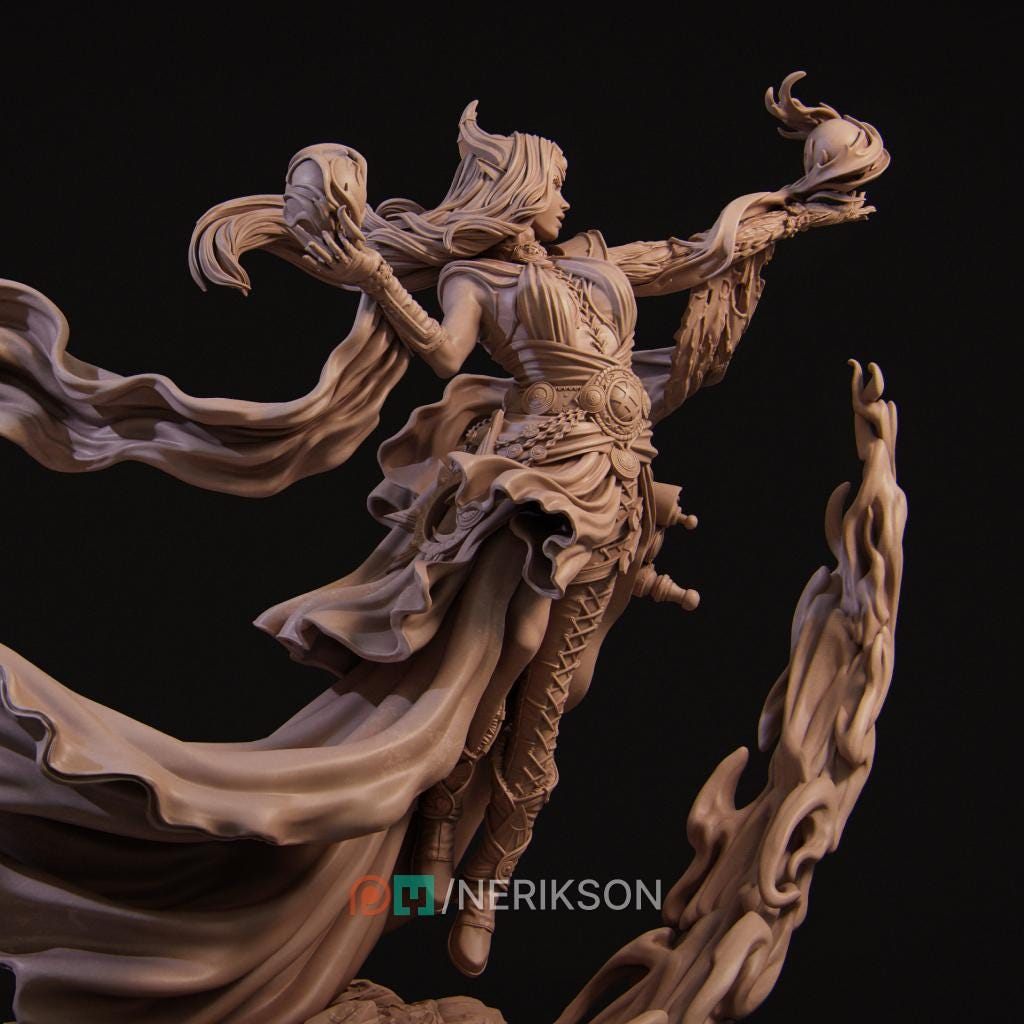 Female Wizard Miniature | Tabletop RPG Miniature | Nerikson | Roleplaying 3D Printed Fantasy Mini - 3DPrintDen