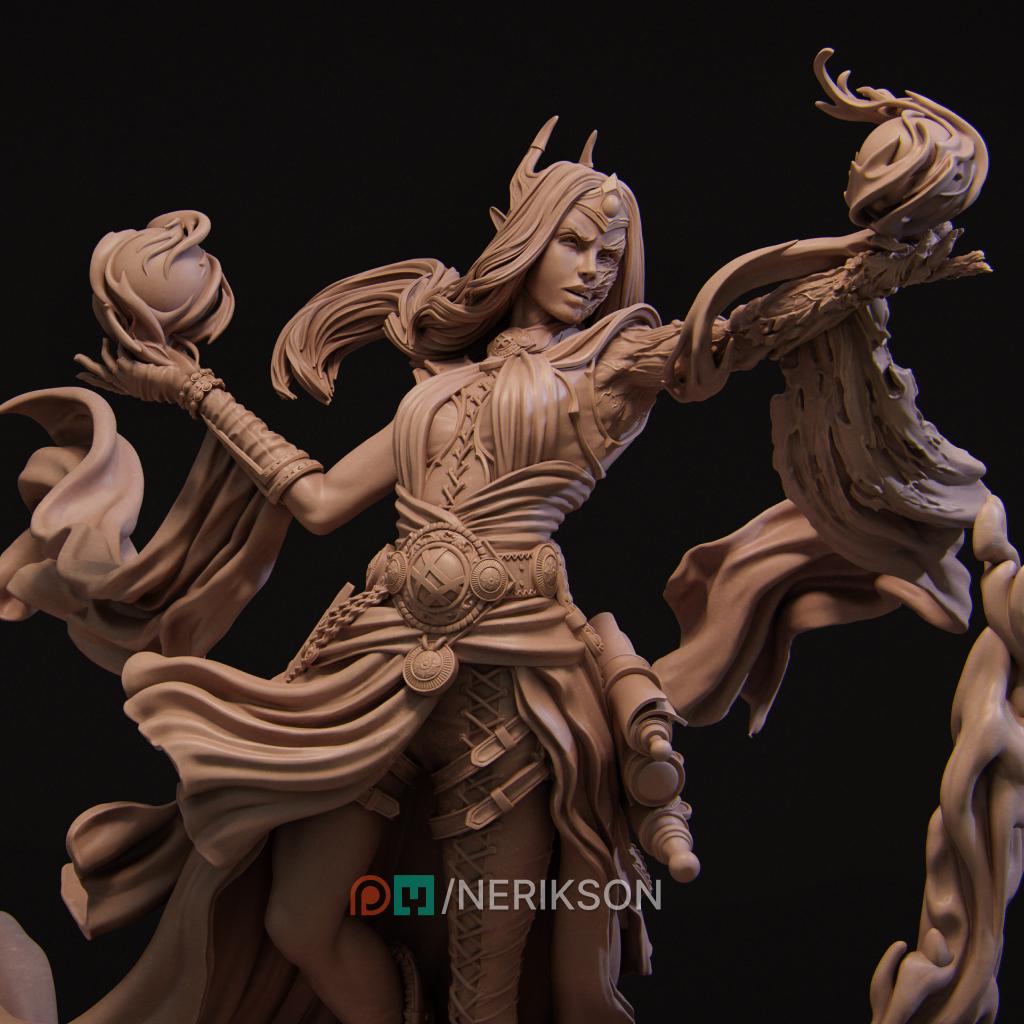 Female Wizard Miniature | Tabletop RPG Miniature | Nerikson | Roleplaying 3D Printed Fantasy Mini - 3DPrintDen