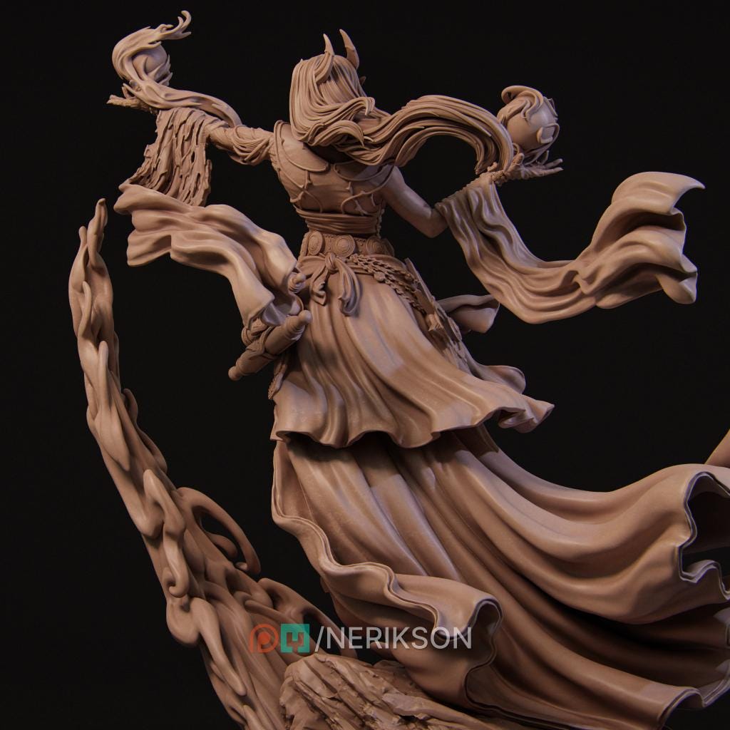Female Wizard Miniature | Tabletop RPG Miniature | Nerikson | Roleplaying 3D Printed Fantasy Mini - 3DPrintDen