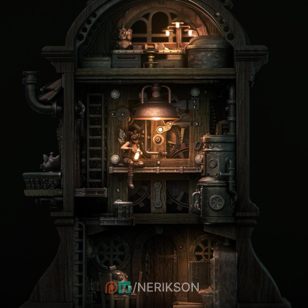 Tinkerer Fairy Diorama Miniature | Tabletop RPG Miniature | Nerikson | Roleplaying 3D Printed Fantasy Mini - 3DPrintDen