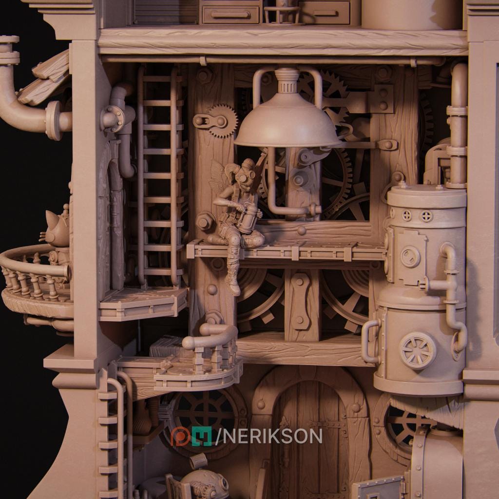 Tinkerer Fairy Diorama Miniature | Tabletop RPG Miniature | Nerikson | Roleplaying 3D Printed Fantasy Mini - 3DPrintDen