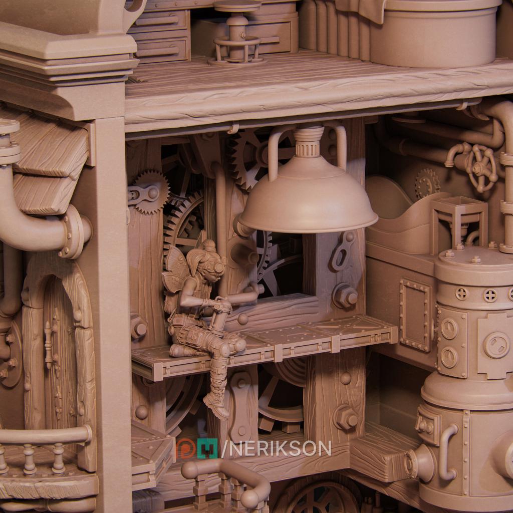 Tinkerer Fairy Diorama Miniature | Tabletop RPG Miniature | Nerikson | Roleplaying 3D Printed Fantasy Mini - 3DPrintDen
