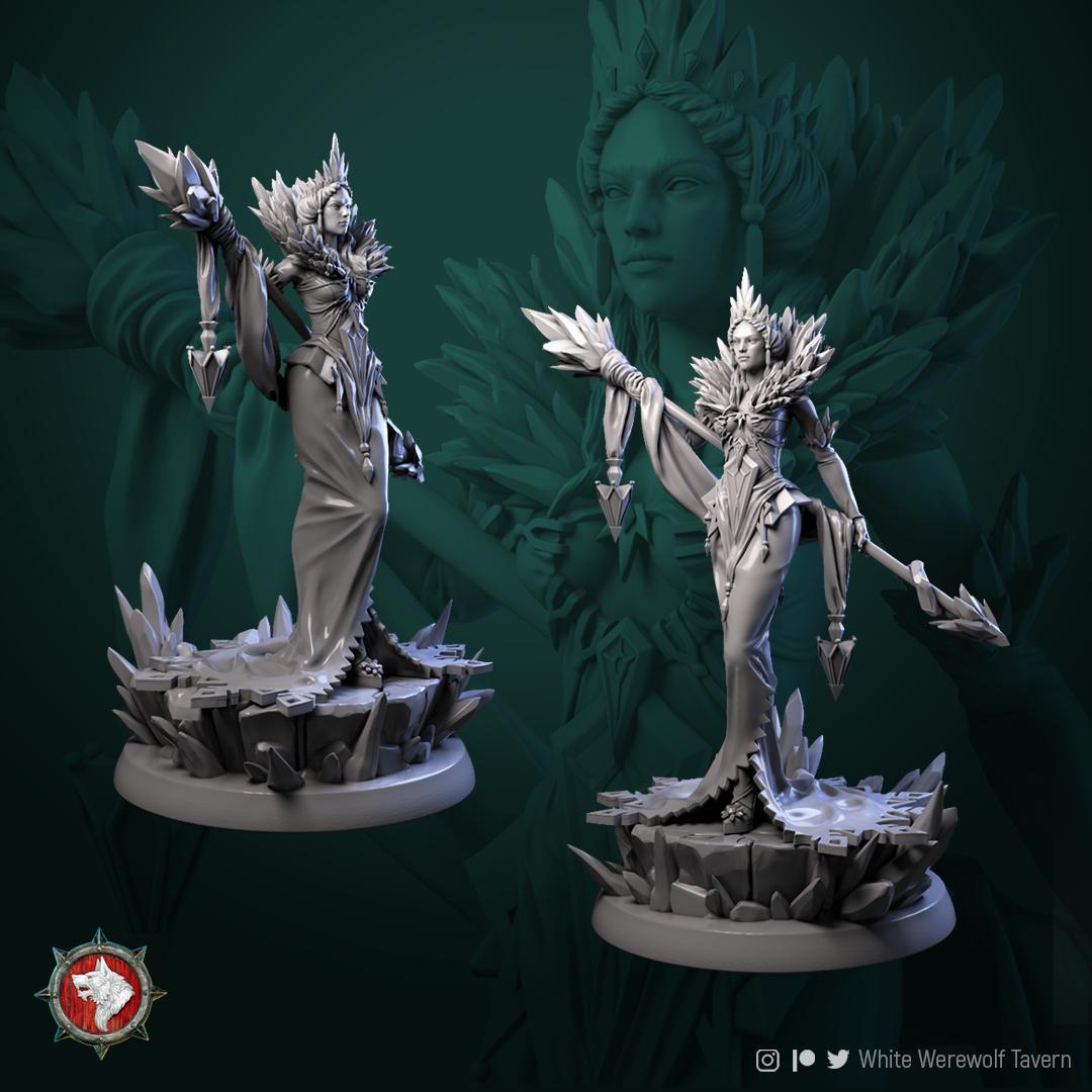 Frost Witch Miniature, Helga | Tabletop RPG Miniature | White Werewolf Tavern | Roleplaying 3D Printed Fantasy Mini - 3DPrintDen