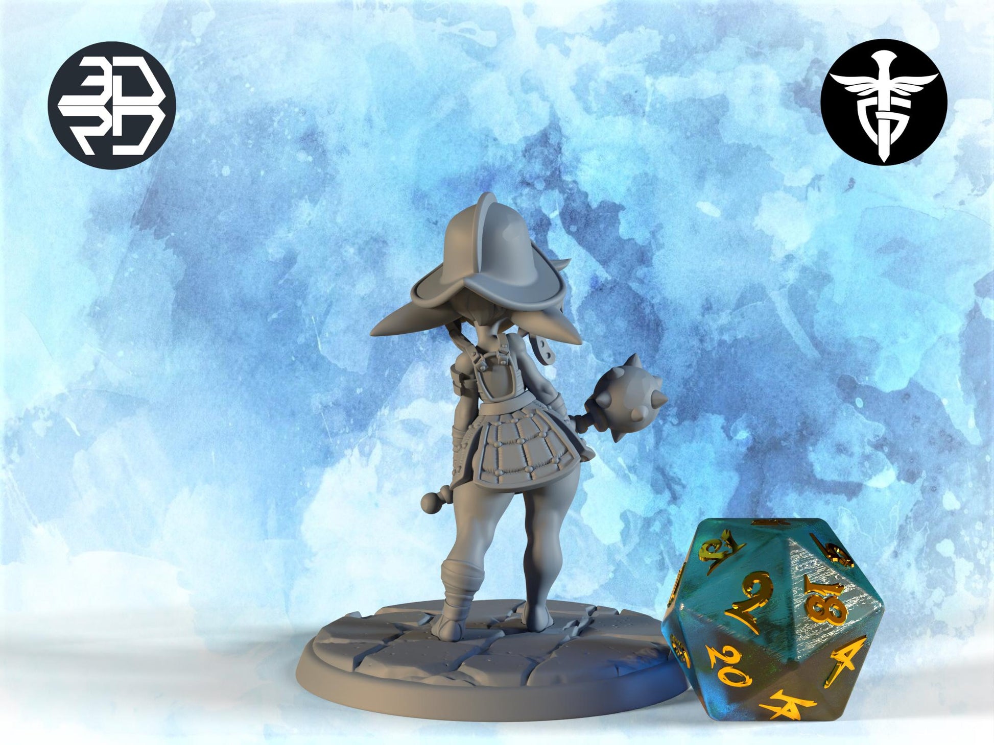 Female Goblin Fighter Miniature, Raq | Twin Goddess Miniatures | Tabletop RPG Miniature | Roleplaying 3D Printed Fantasy Mini - 3DPrintDen