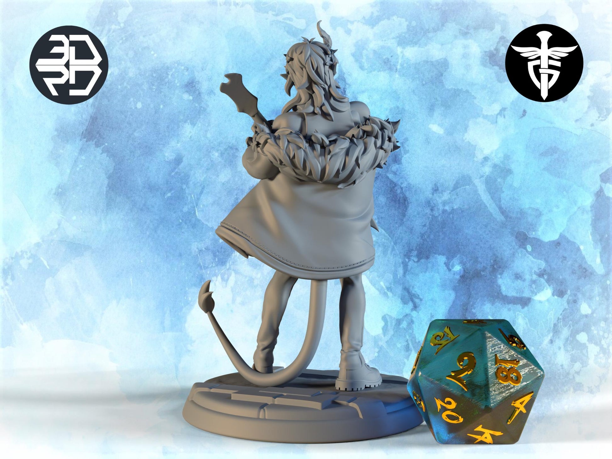 Tiefling Bard Miniature, Zell | Twin Goddess Miniatures | Tabletop RPG Miniature | Roleplaying 3D Printed Fantasy Mini - 3DPrintDen