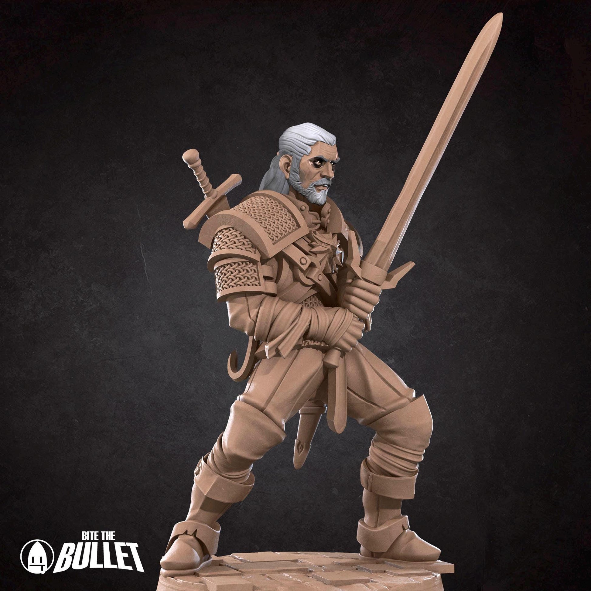 White Wolf Knight Miniature | Tabletop RPG Miniature | Bite the Bullet | Roleplaying 3D Printed Fantasy Mini - 3DPrintDen