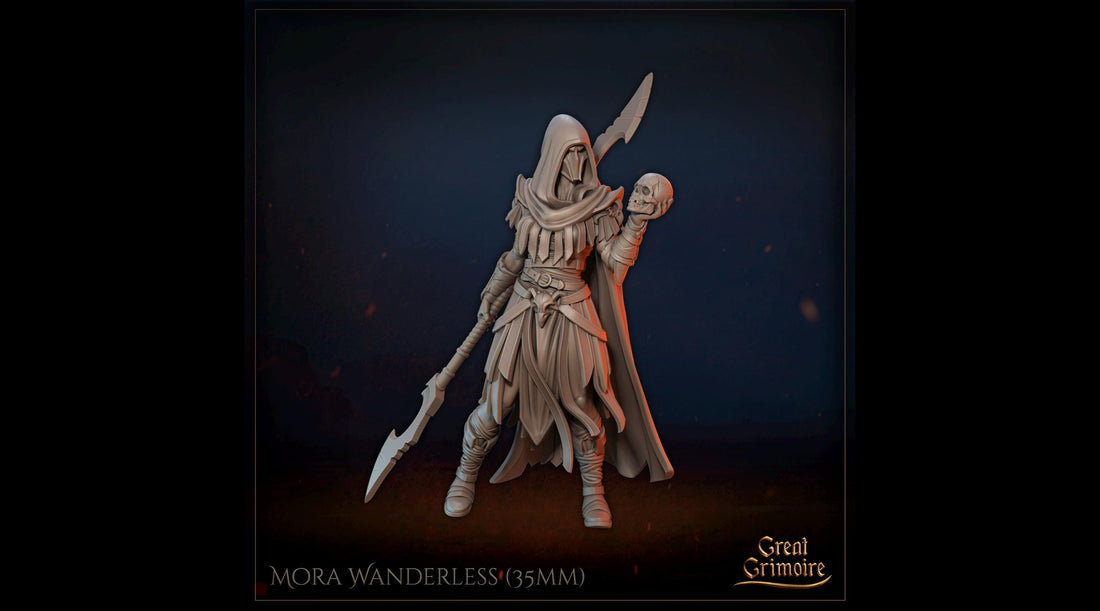 Female Desert Rogue Miniature, Mora Wanderless | Tabletop RPG Miniature | Great Grimoire | Roleplaying 3D Printed Fantasy Mini - 3DPrintDen