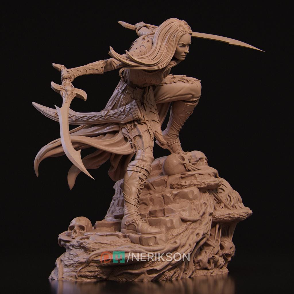 Female Drow Warrior Miniature, Lierin | Tabletop RPG Miniature | Nerikson | Roleplaying 3D Printed Fantasy Mini - 3DPrintDen