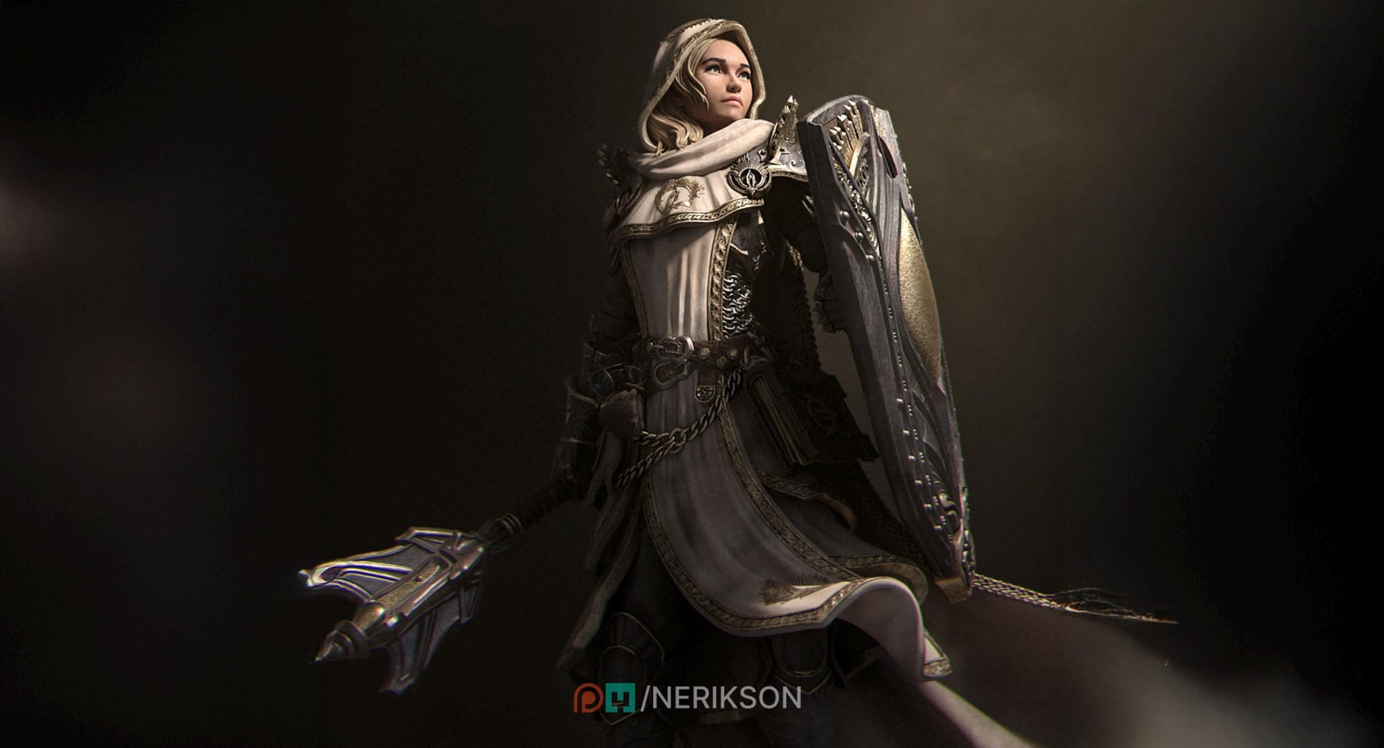 Female Cleric of Light Miniature, Madeleine | Tabletop RPG Miniature | Nerikson | Roleplaying 3D Printed Fantasy Mini - 3DPrintDen