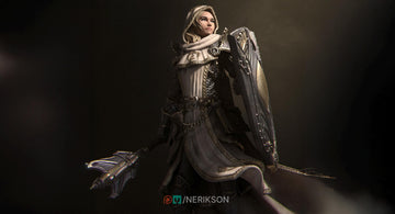 Female Cleric of Light Miniature, Madeleine | Tabletop RPG Miniature | Nerikson | Roleplaying 3D Printed Fantasy Mini - 3DPrintDen