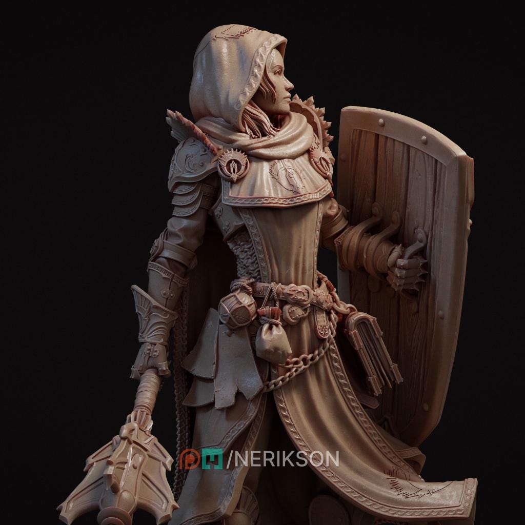 Female Cleric of Light Miniature, Madeleine | Tabletop RPG Miniature | Nerikson | Roleplaying 3D Printed Fantasy Mini - 3DPrintDen