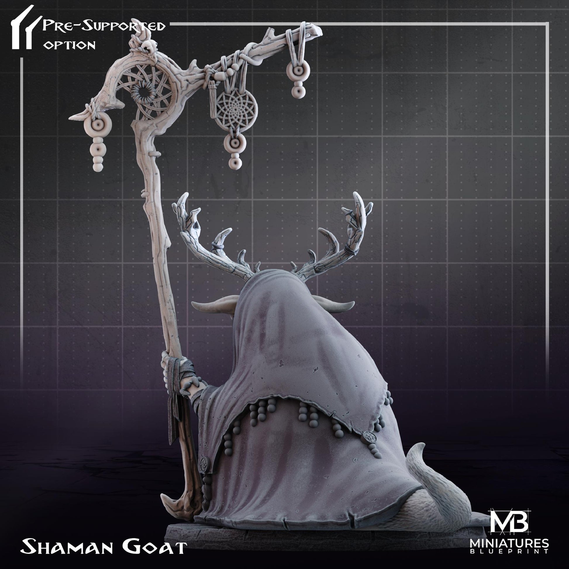 Shaman Goat Miniature | Tabletop RPG Miniature | Miniatures Blueprint | Roleplaying 3D Printed Fantasy Mini - 3DPrintDen